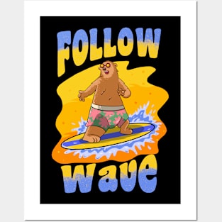 follow wave Posters and Art